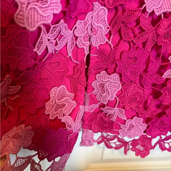 Shoshanna Rachel Floral Lace Midi Dress Magenta Rose cocktail event - Picture 14 of 16